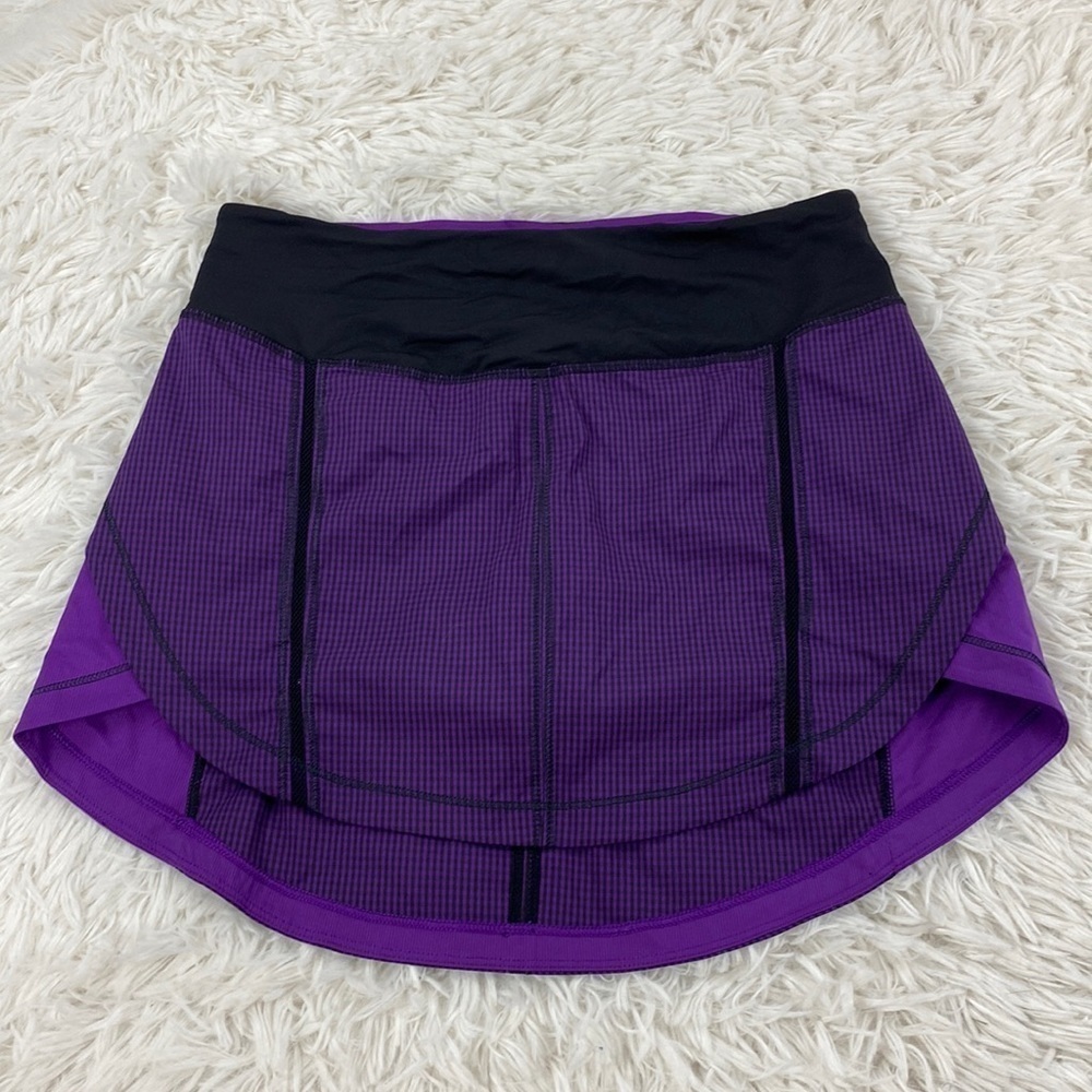 Lululemon Full Stride Skirt (Tall) Eighth Gingham Tender Violet Black / Black - Picture 1 of 8